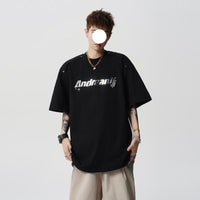 High-Street Letter Print Loose Crewneck Half-Sleeve T-Shirt