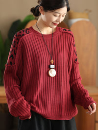 Artistic Casual Top Women's Fashionable Round Neck Cotton Pullover