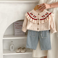 Children's Burrs Pocket Cotton Denim Cropped Pants