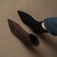 Suede Ankle Boots With Mid Heel