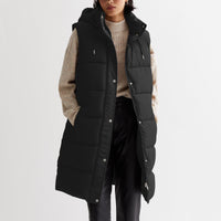 Solid Color Mid-length Vest Hooded Top Women's Single-breasted Coat