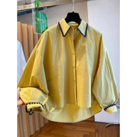 Women's Loose Contrasting Color Chic Lace-Patched Shirt