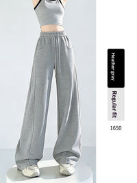 Womens High-waisted Draped Loose-fitting Wide-leg Pants