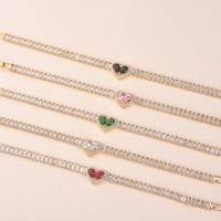 Golden Heart-Shaped Bracelet With Diamonds Light Luxury Handmade Love-Heart Design
