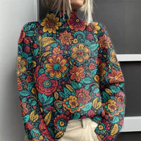 Christmas Abstract Print Casual Cardigan Coat