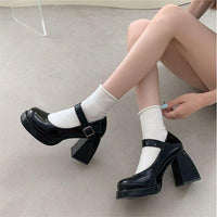 Mary Jane Shoes Patent Leather Japanese High Heel Platform