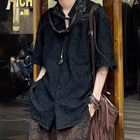 Niche Advanced Design Sense New Chinese Style Cuban Collar Retro Short Sleeve