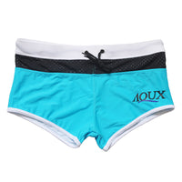 Men's Printed Drawstring Nylon Boxer Swimming Trunks