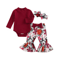 Infant Baby Girls Pants Set Long Sleeve Romper