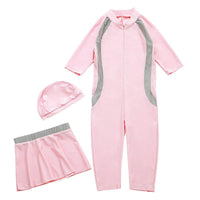 Girls' Solid Color Conservative Swimsuit