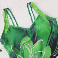 New European And American One-piece Swimsuit Women's Printed Conservative Strap Slim Beach Photograph Cross-border Swimsuit