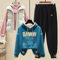 Forest-style Fleece-Lined Sweater Set A Street-Style Three-Piece Outfit For Women This FallWinter