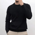 Solid-color Crew-neck Base Knit Sweater Mens Pullover