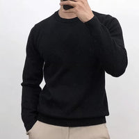 Solid-color Crew-neck Base Knit Sweater Mens Pullover