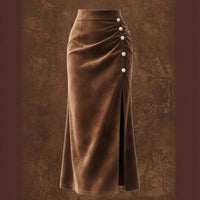 Women's Suede-Like Fabric High-Waist Figure-flattering Skirt