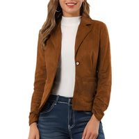 Elegant And Slim-fit Solid Color Long Sleeve Lapel Pocket Jacket