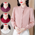Temperament Long Sleeve Stringy Selvedge Stand Collar Top