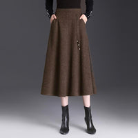 Women's New Autumnwinter High-waisted Casual Skirt Below The Knee