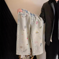 Girls' Fashion Personalized Embroidered Straight Jeans