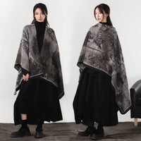 Simple Cashmere Dark Style Split Cloak Warm