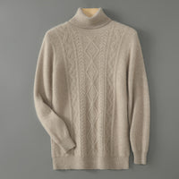 Business-casual High-neck Jacquard Thickened Loose-fitting Pullover Sweater