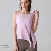 Yoga Sweat-Absorbing Breathable Sleeveless Slit Sports Camisole