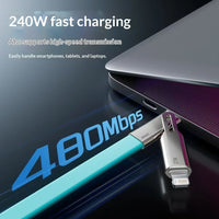 240W Multi-Protocol Fully Compatible 2-in-1 Charging Cable With Silicone