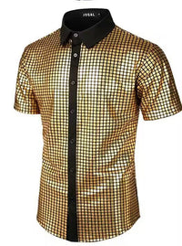 Sequined Button-down Shirt 70 S Disco Party Cosplay Clothing