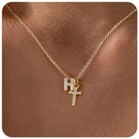 Zircon Inlaid 26 Letter Cross English Necklace