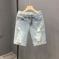 Fashionable Mens Denim Shorts With Large Rips