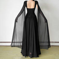 Neck-hanging Ruffled Solid-color Elegant Waist-cinching Dress