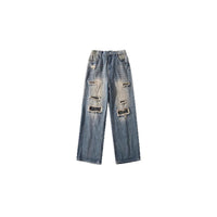 Mens American-style Streetwear Camouflage Ripped Jeans