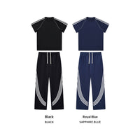 Striped Short-sleeve Pants Sportswear Set