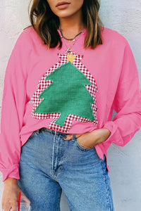 Women's Christmas Tree Patch Off-shoulder Sweater