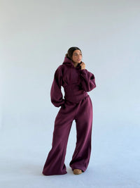 Womens Slim-fit Waist-cinching Hoodie And Drawstring Pants Two-piece Set