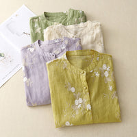 Vintage Shirt Women's Artistic Yarn Embroidery