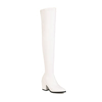 Over-the-knee Thick Heel High Heel Korean Style Slimming High Leg Boot Elastic Chunky Heel Pointed Thin