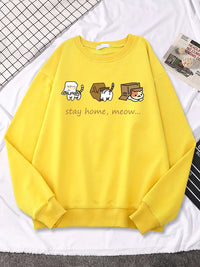Three Mini Cat Animal Stay Home Sweater