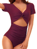 Ladies Fashion Cutout Lace-Up Halter Swimsuit