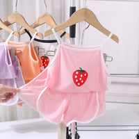 Girls Ice Silk Sling Suit Summer Loungewear