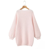 V-neck Backless Lace-up Midi Sweater For Women