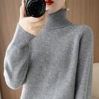 Women's Fashion High Collar Knitted Sweater