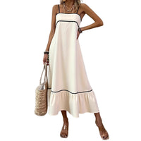 Sweet Solid-Color Strap Dress For Women