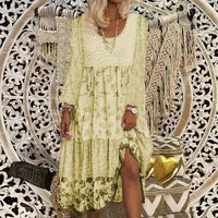 Long-sleeve Printed New Round-neck Dress For Women