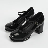 French Style Chunky Heeled High Heels