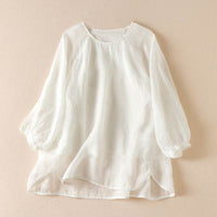 Cotton And Linen Thin Embroidery Loose Shirt