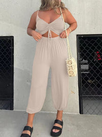 European And American Fashion Solid Color Backless Lace-up Sexy Jumpsuit Women