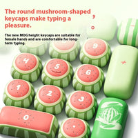 Watermelon Theme Five-sided Sublimation MOG Height PBT Small Steamed Bun Key Cap Mushroom Type