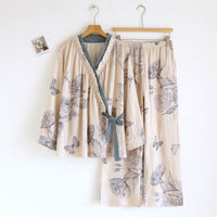 Womens Han-style Cross-front Long-sleeve Loungewear Set