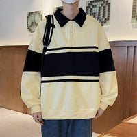 Men's Polp Collar Striped Contrast Color Sweatshirt